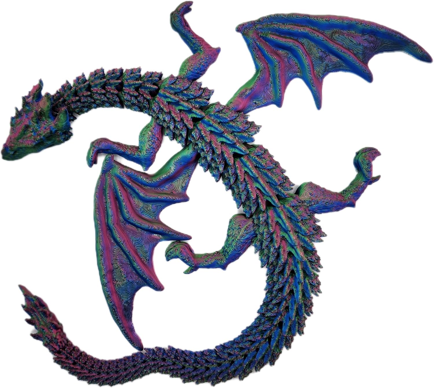 Articulated Dragon 3D Printed – Flexible Fidget Toy, Crystal Dragon Sensory Stress Relief, Colorful Desk Toy & Gift for Kids, Teens & Adults (Red/Green/Blue)