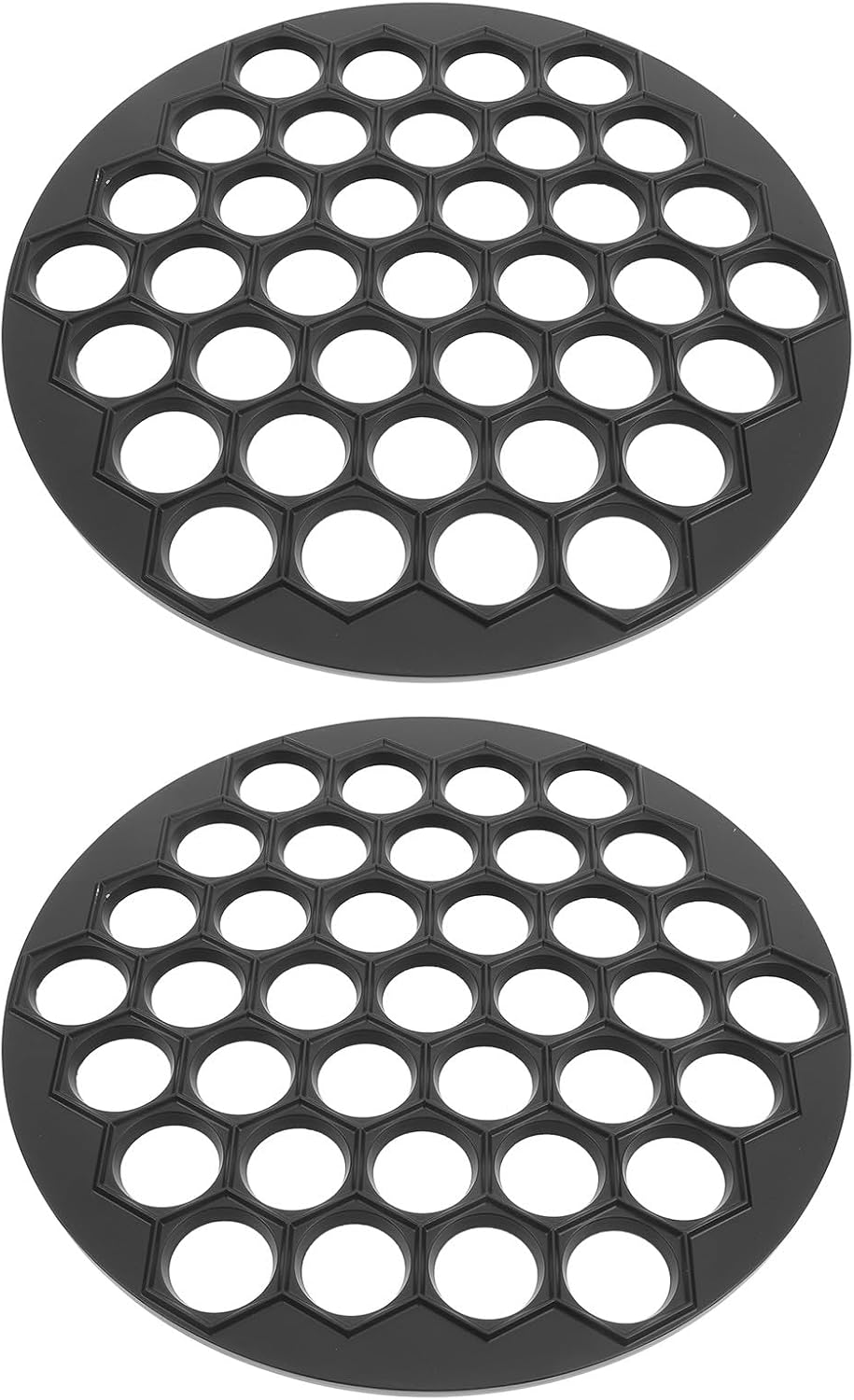 SHOWERORO 2pcs Metal Dumplings Mold - Round 37 Holes Aluminum Alloy Pelmeni Maker - Homemade Russian Ravioli Mold Dough Press for Cooking Enthusiasts