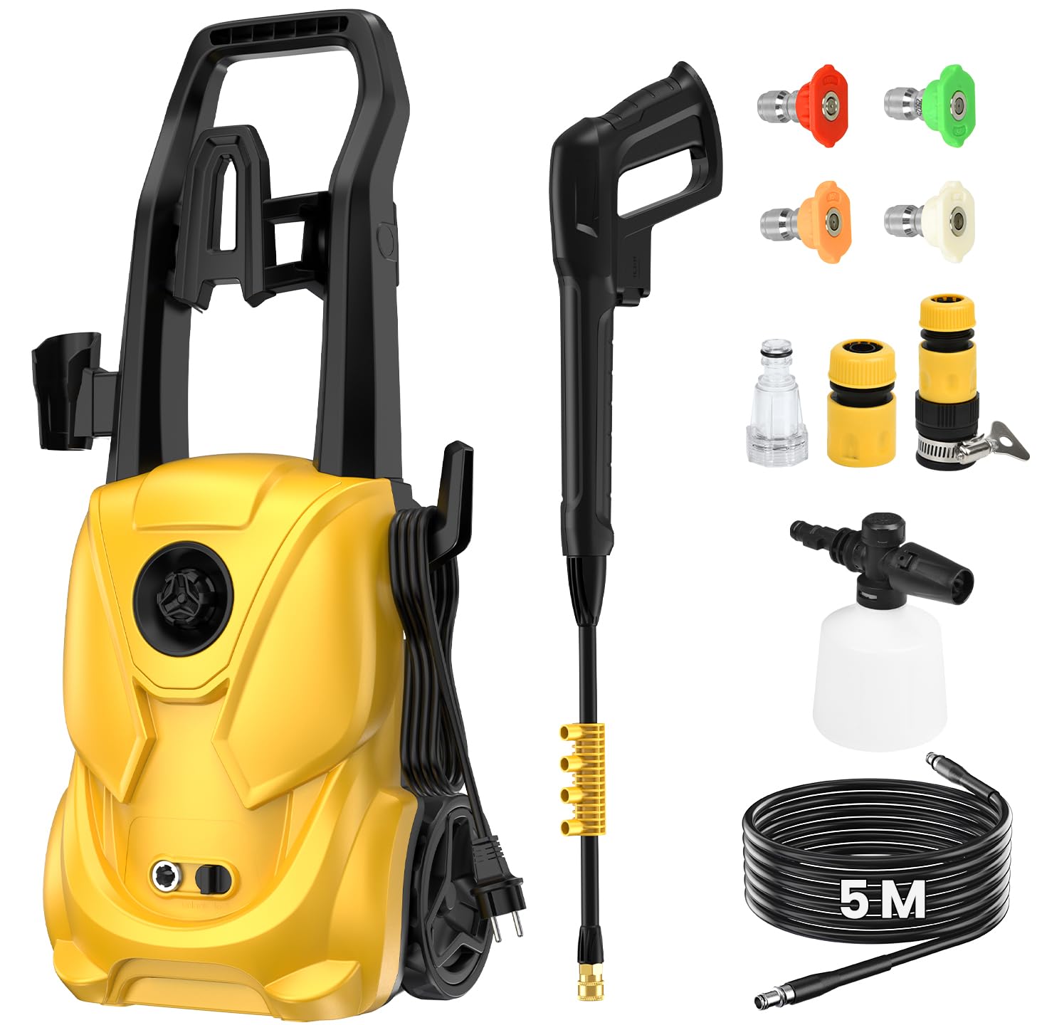 Idropulitrice Professionale, Assorbimento 2000 W, Portata 680 L/h, Pressione 180 Bar, Idropulitrice per Casa, Auto e Esterni Casa, Pompa in Alluminio, Tubo di Uscita da 5 M e Ugello Regolabile