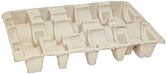Polar Tech WBI3 3 Bottle Molded Pulp Fiber Shipper, 19" Length x 12" Width x 3" Height Case of 12