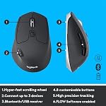Combo clavier et souris sans fil Logitech MK850 Performance pour Windows, macOS et ChromeOS, récepteur USB Bluetooth et 2,4 GHz, clavier ergonomique pleine taille, multi-appareils, repose-poignet rembourré – Graphite
