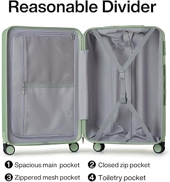 Hanke Luggage Sets 2 piece Carry On Luggage with Wheels PC Hard Shell Suitcases Lightweight Checked Travel Luggage Large Travel Suitcase Woman Men 20/29 Inch(Bamboo Green)