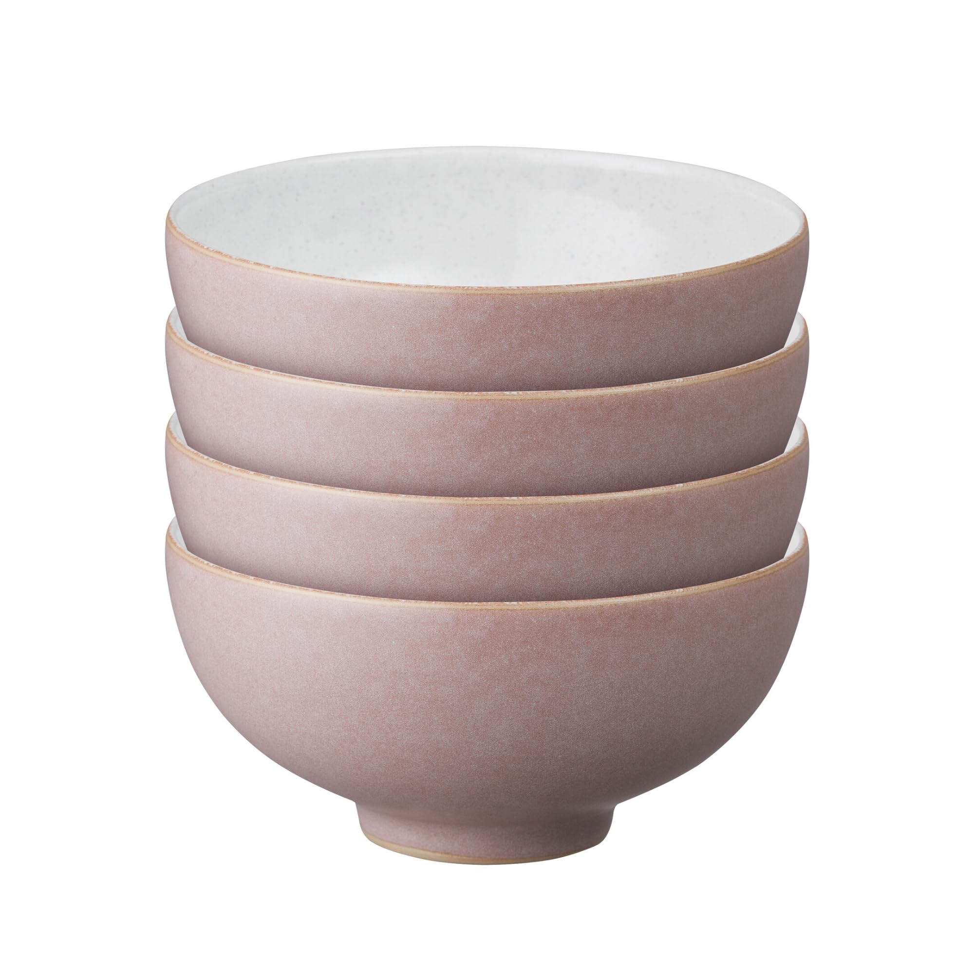 Denby - Impression Pink Rice Bowls Set of 4 - Dishwasher Microwave Safe Crockery - Ceramic Stoneware Tableware