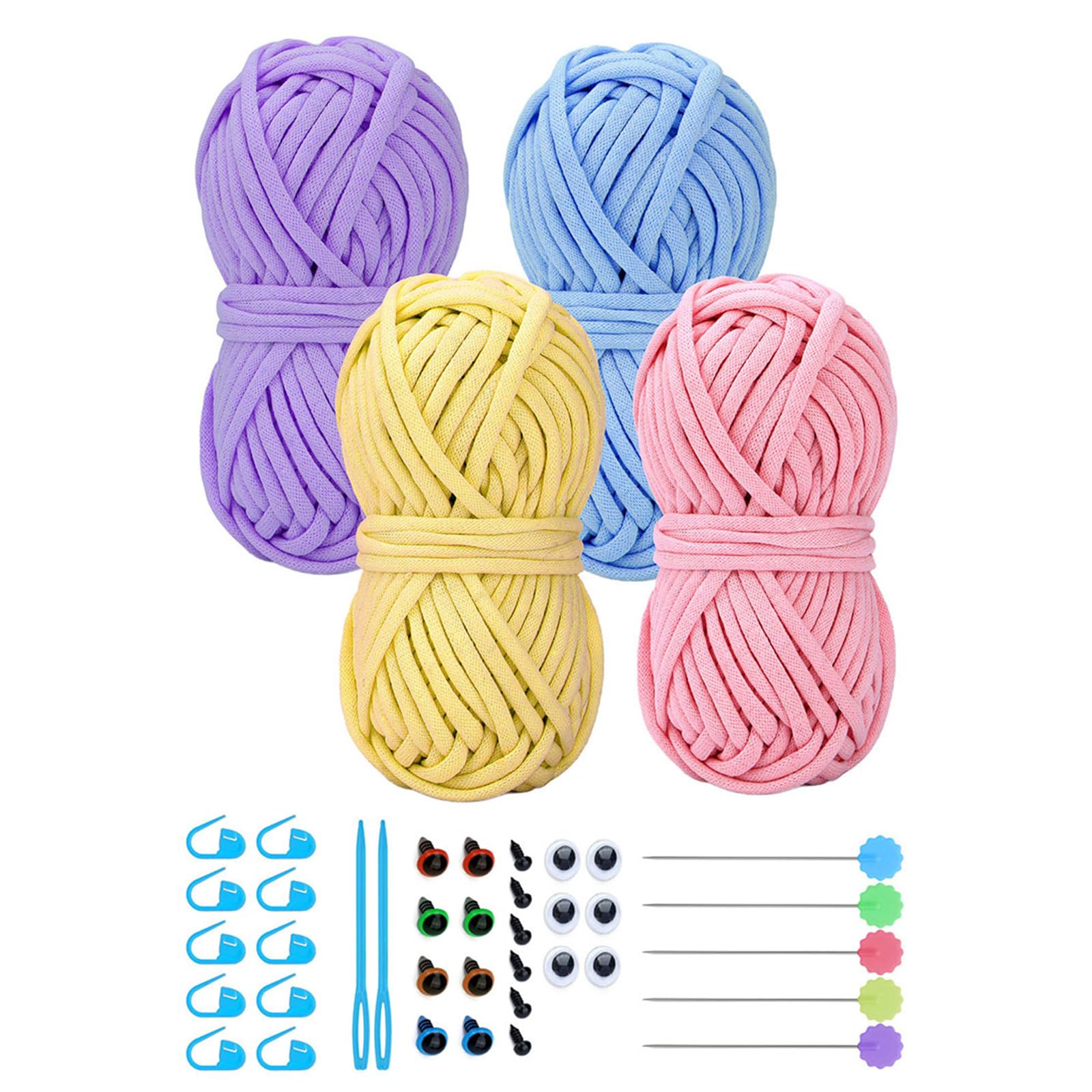 Hsioluted Hook Set Knitting Needle Crochet Yarn Set Stitching Markers Knitting Markers Cotton Yarn for Crochet Kits Hook