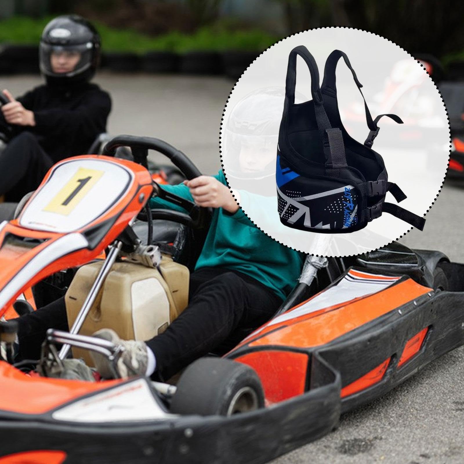 Kart Rippenschutzweste, Verstellbar Go-Kart-Brustschutz für Kinder, Blau | Atmungsaktiv Kart Rippenschutz | Ergonomischer Brustschutzweste | Stoßdämpfung | Schutzausrüstung für Outdoor, Motorrad, Renn