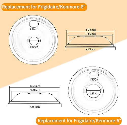 Miniatura 6 de Cubiertas para quemadores de estufa, bandejas de goteo cromadas de repuesto para Frigidaire Kenmore 316048413 y 316048414, 4 piezas (4 x 6 pulgadas)