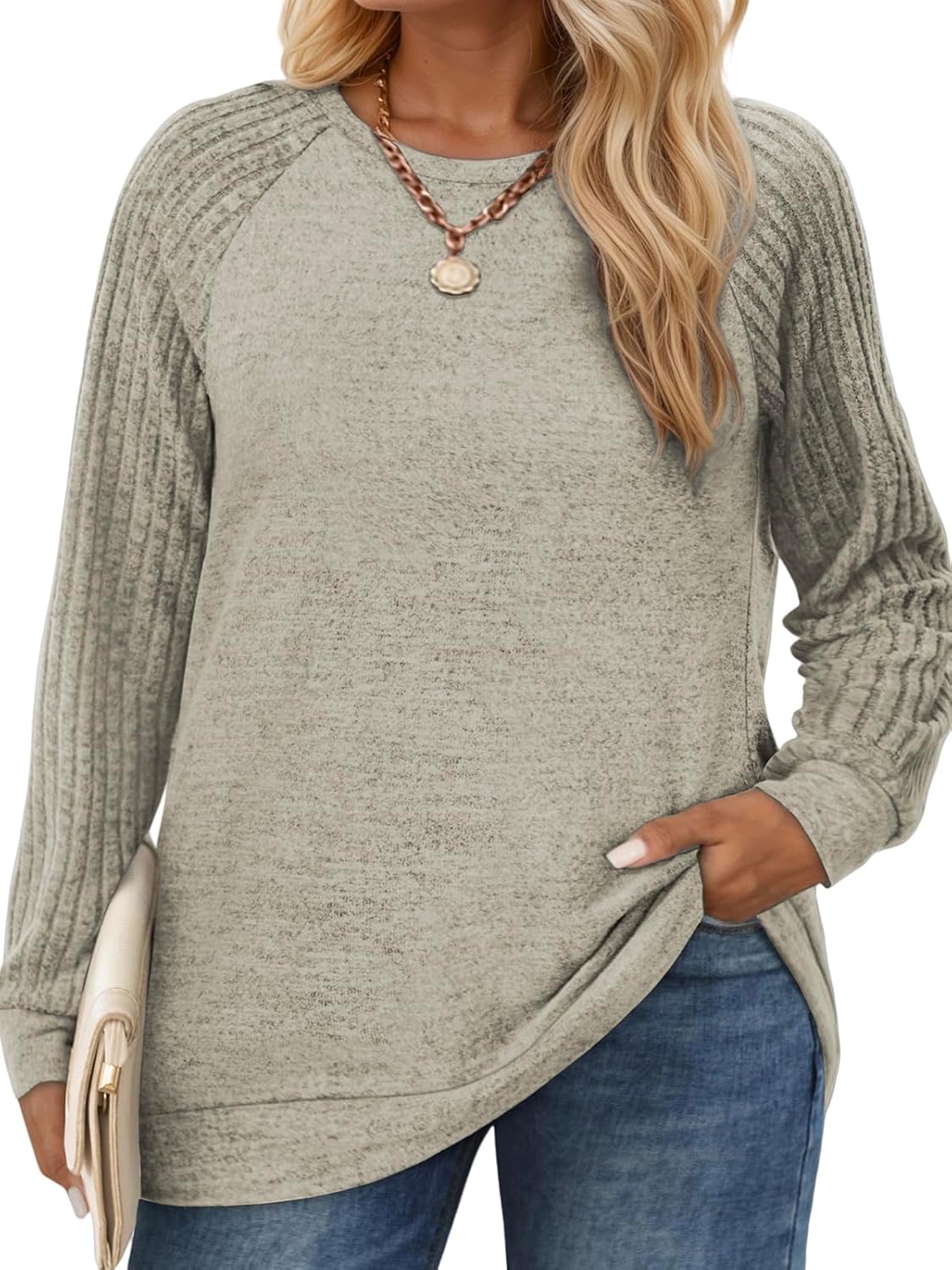 ROSRISS Plus-Size Sweatshirts for Women Casual Cute Raglan Long Sleeve Pullover Tops Oversized Fashion Crewneck Shirts XL-5XL