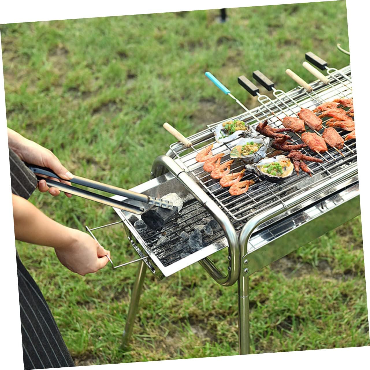 ULTECHNOVO 4pcs Charcoal Tongs Handle BBQ Fireplace Tong Stainless Steel Outdoor Grilling Tool for Camping and Barbecue