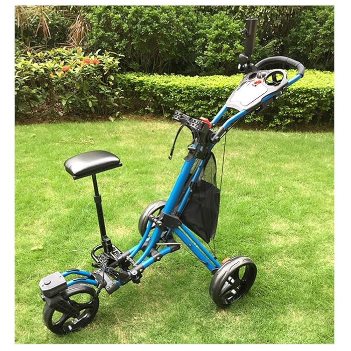 Buy JLDN Golf Push Cart 3Wheel, Golf PushCart with Seat Umbrella Holder
