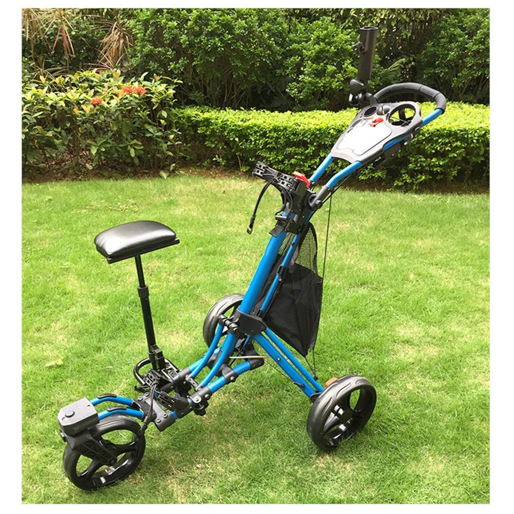 Buy JLDN Golf Push Cart 3Wheel, Golf PushCart with Seat Umbrella Holder Cup Holder Push Pull