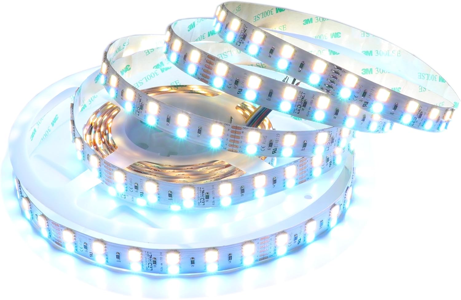 LEDENET SMD 5050 Double Row 24V RGB+CCT LED Strip Lights 600LEDs RGB-CW-WW Color Changing Color Temperature Adjustable RGBW RGBWW Flexible Tape LED Lights for Bedroom Home Décor 16.4ft