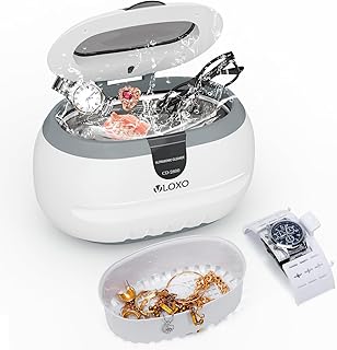 600 ml Dispositivo di pulizia a ultrasuoni - VLOXO Pulitore ad ultrasuoni 42kHz per occhiali, orologi, gioielli, orecchini, collane, rasoi, protesi dentarie, utensili, pennelli cosmetici, 50W, vasca