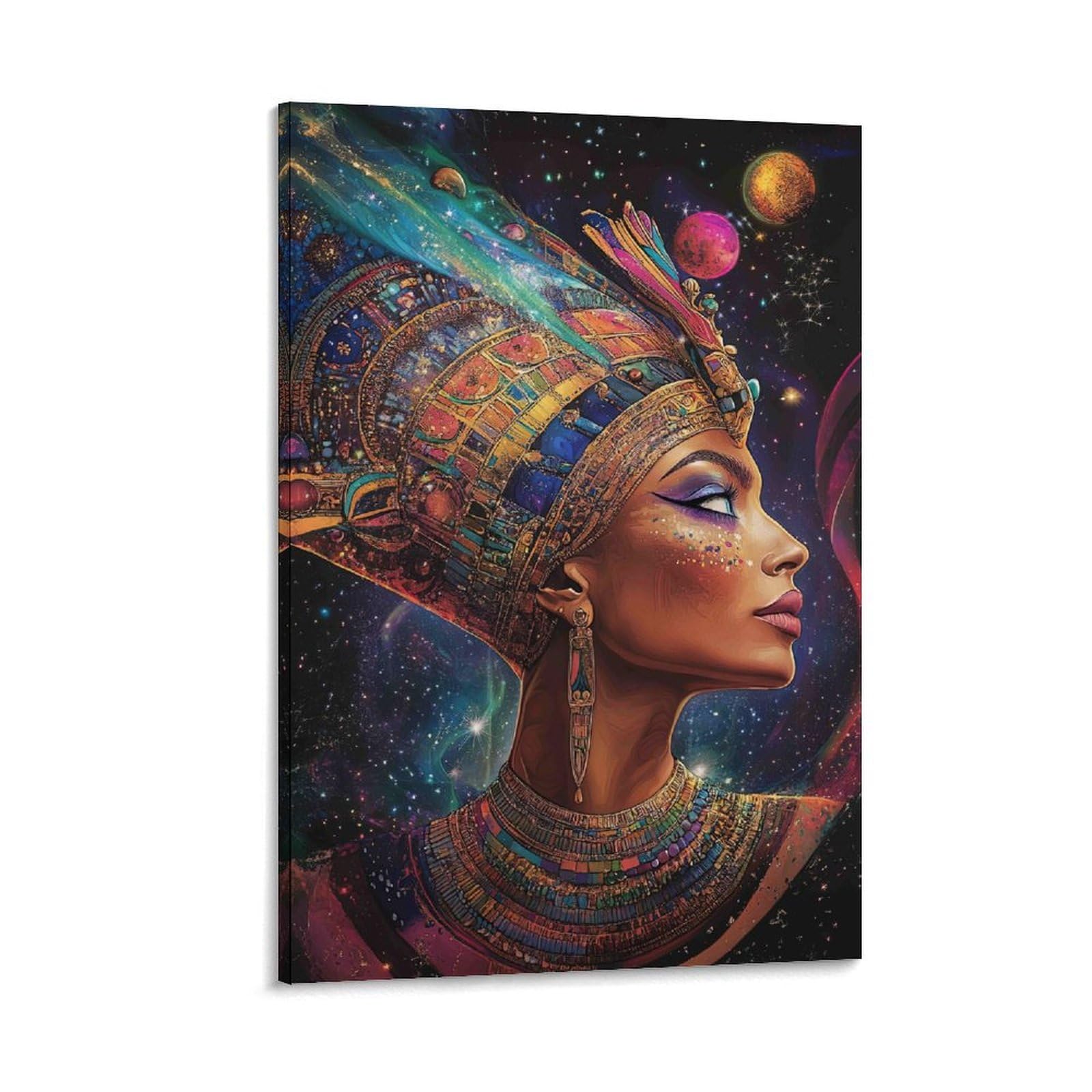DHBANEIOK Egyptian Queen Space Wall Decor Poster Giclee Canvas Prints Modern Wall Art Picture Wall Hanging for Bedroom Living Room Decor 08x12inch(20x30cm)