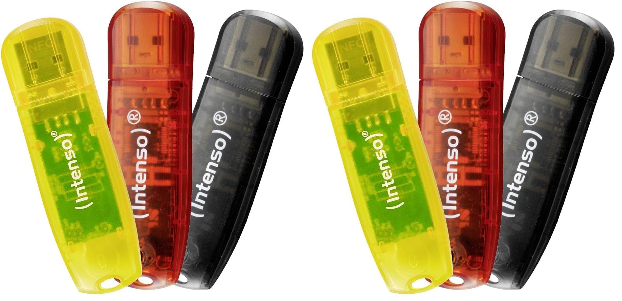 Intenso Clé USB 32 GB Rainbow Line, Noir, Rouge, Jaune USB 2.0, 3 pc(s) (Lot de 2)