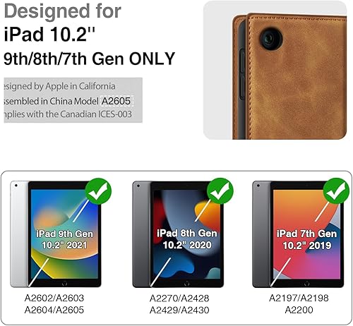 Miniatura 2 de Antbox Funda para iPad de 9 generación (2021) iPad de 87 generación con soporte para lápiz Función de reposoencendido automático de cuero PU Funda