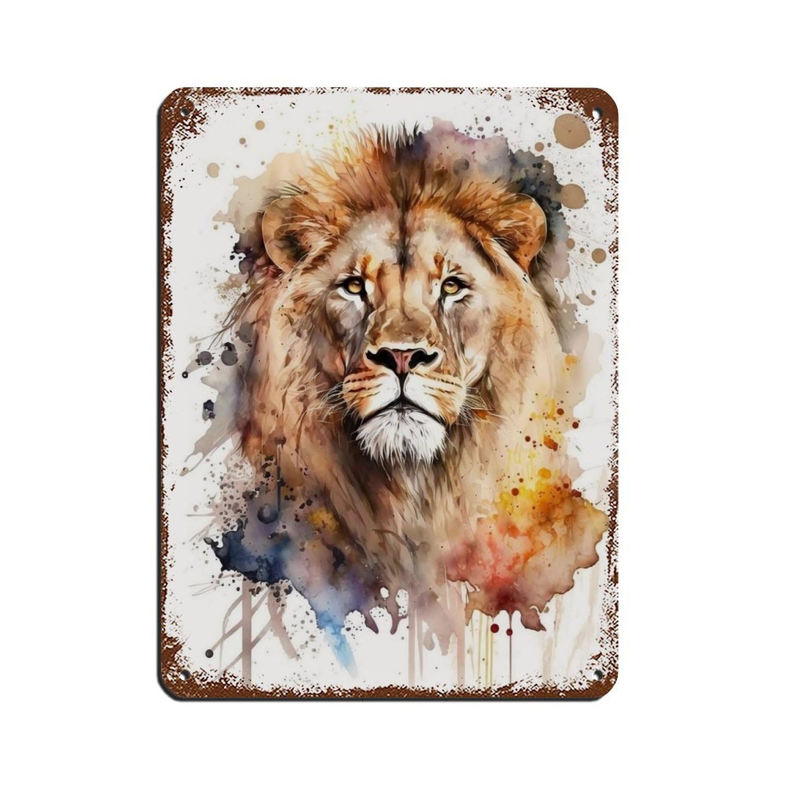 Watercolor Lion, Art Poster Retro Poster Metal Tin Sign Chic Art Retro Iron Painting Bar People Cave Cafe Family Garage Poster Wall Decoration 12x16inch(30x40cm)