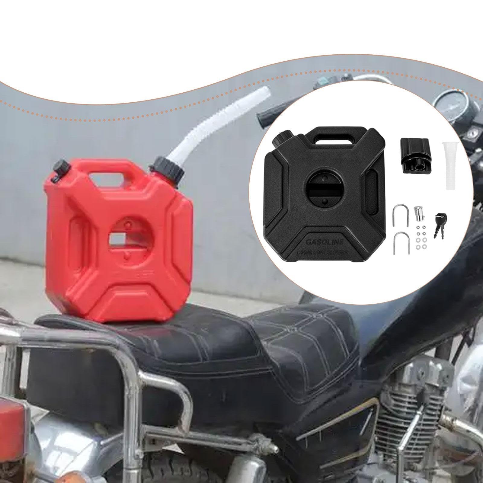 Milageto Réservoir d'Essence Portable avec Poignée, Bidon d'Essence de Rechange, Réservoir d'Huile en Plastique avec Serrure à Clé, Robuste, Bidon d'Essence Universel pour Moto, Quad et Auto, Noir, 5L
