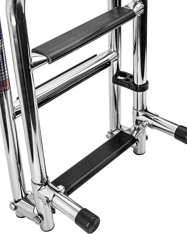 Mojiate Folding 4 Steps Boat Ladder Stainless Steel Marine Pontoon 2+2 Step for Marine Boat Yacht by Mojiate - Image 5