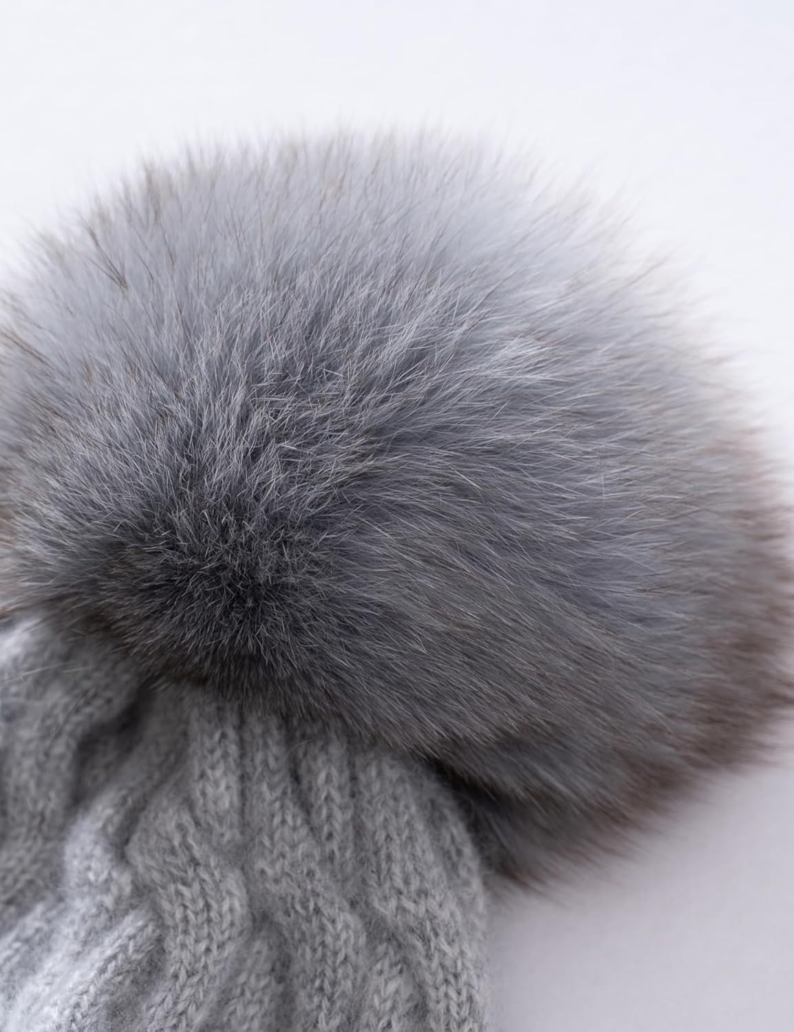 Women's 100% Pure Cashmere Cable Knit Hat; 2-ply Yarn Super Soft; Cuffed,with Pom SL-8009