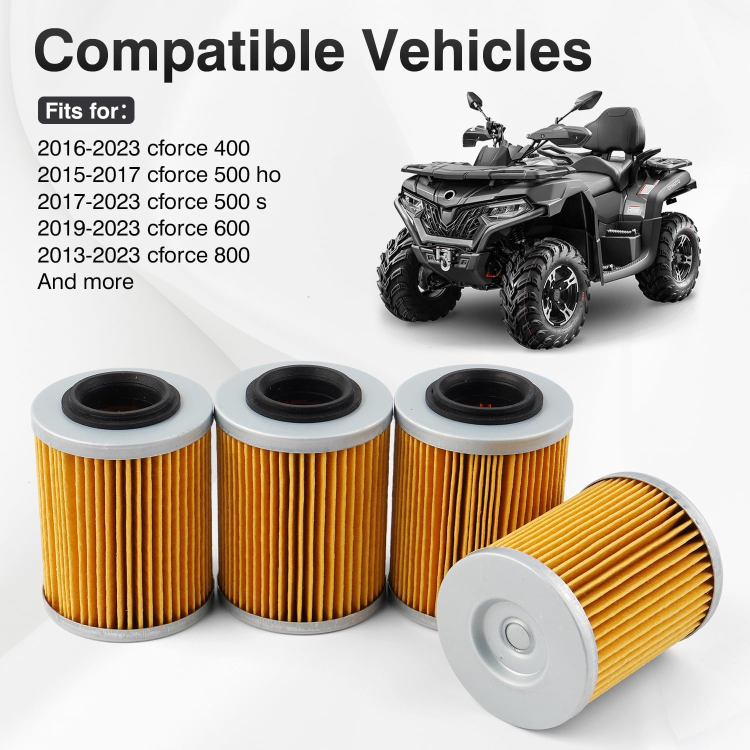 4-PACK Engine Oil Filter Compatible with UTV ATV CFMOTO Cforce Zforce Uforce 400 500 600 800 900 950 1000 Replacement 0800-014003 Accessories