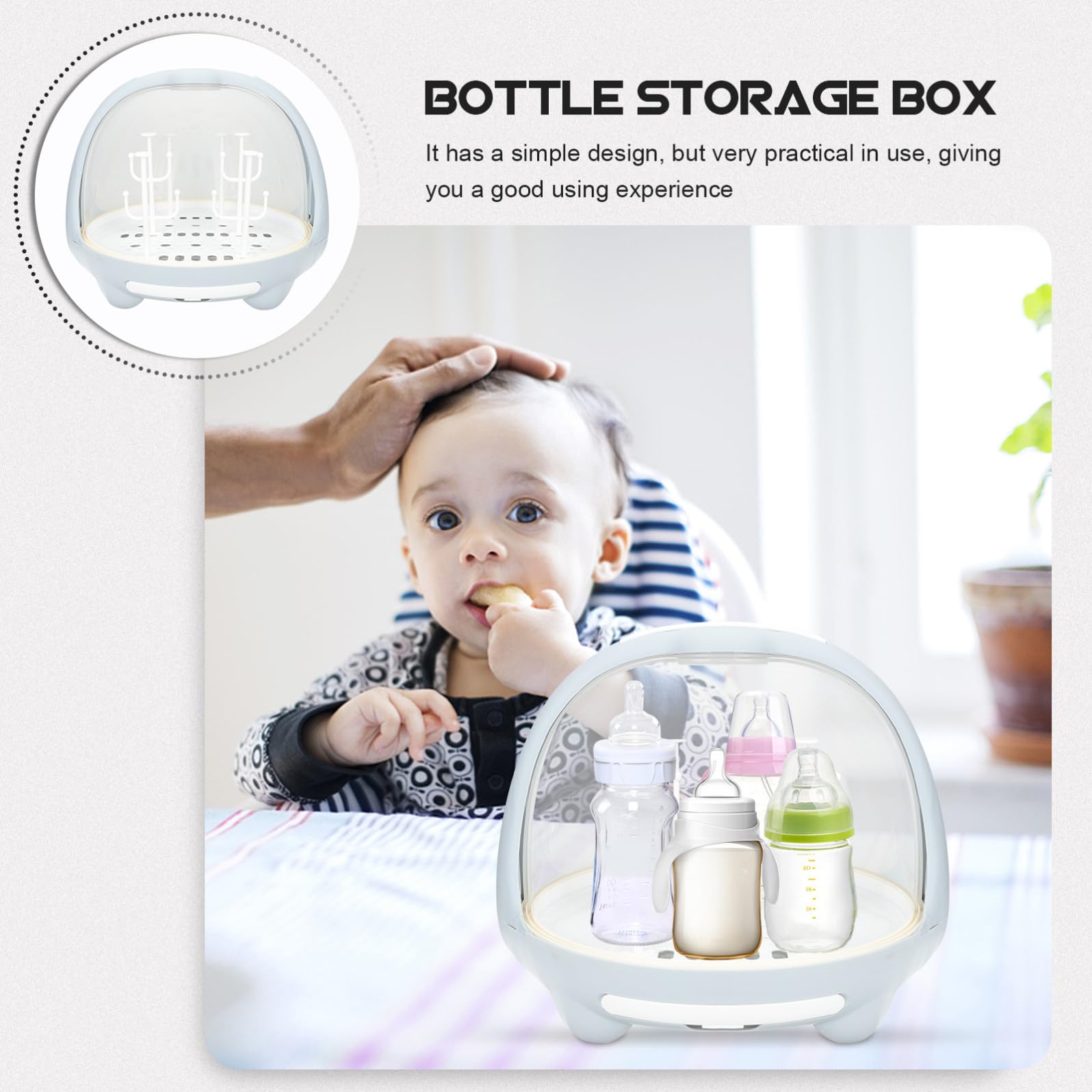 Luxshiny Organisateur De Bouteilles De Lait avec Égouttoir Boîte De Rangement Étanche pour Biberons Accessoires De Tirage Et Vaisselle Design Pratique Et Amovible Couleur Bleue