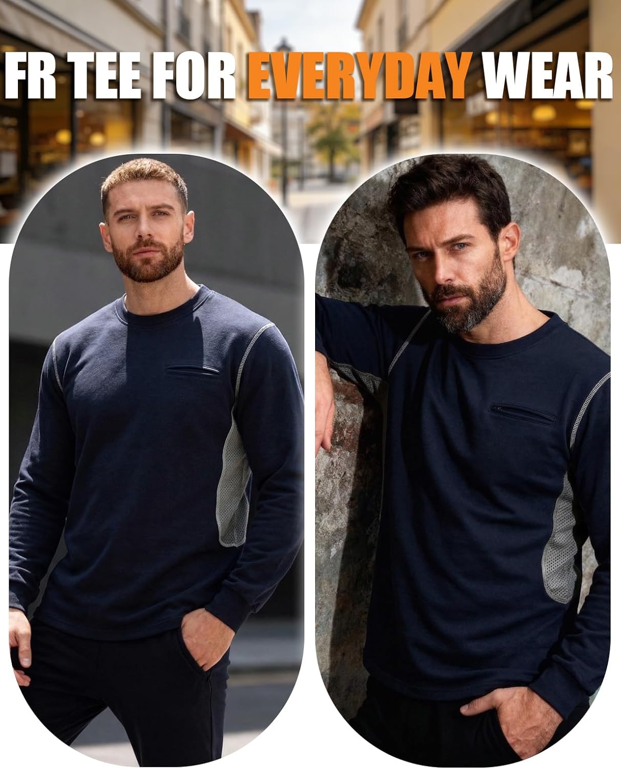 FR Shirts for Men Mesh Vents Summer Vented Long Sleeve Flame Resistant Shirt 5.5oz Lightweight Breathable Welding Shirts