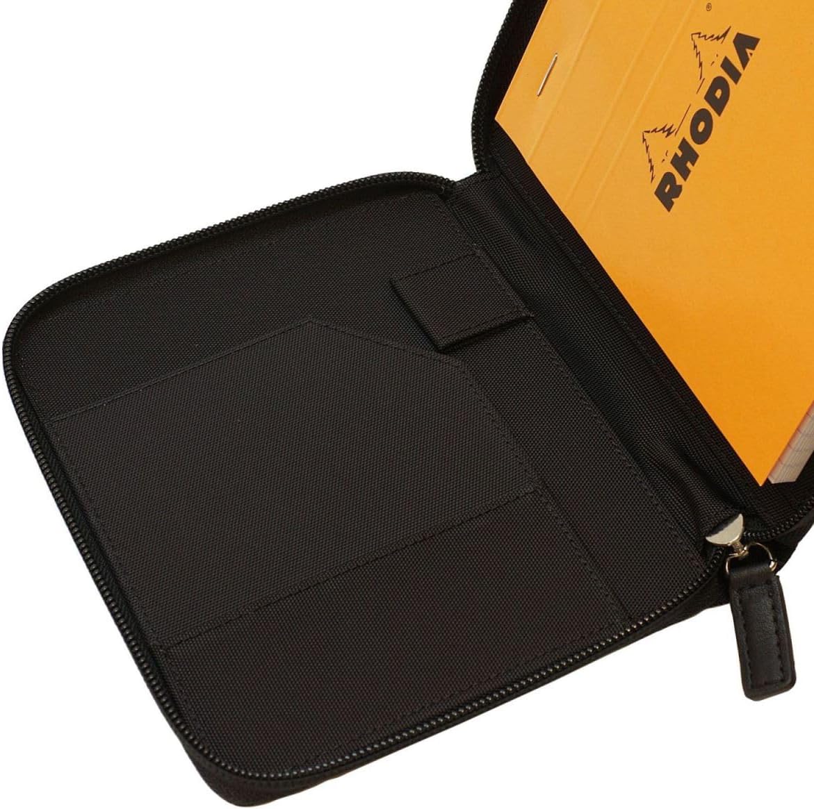 Rhodia RHODIA cf13robk Notepad, Round Zip Case, No. 13 (A6), Black, Block Rodia No. 13, Orange Included, 80 Sheets, 0.2 inch (5 mm) Grids