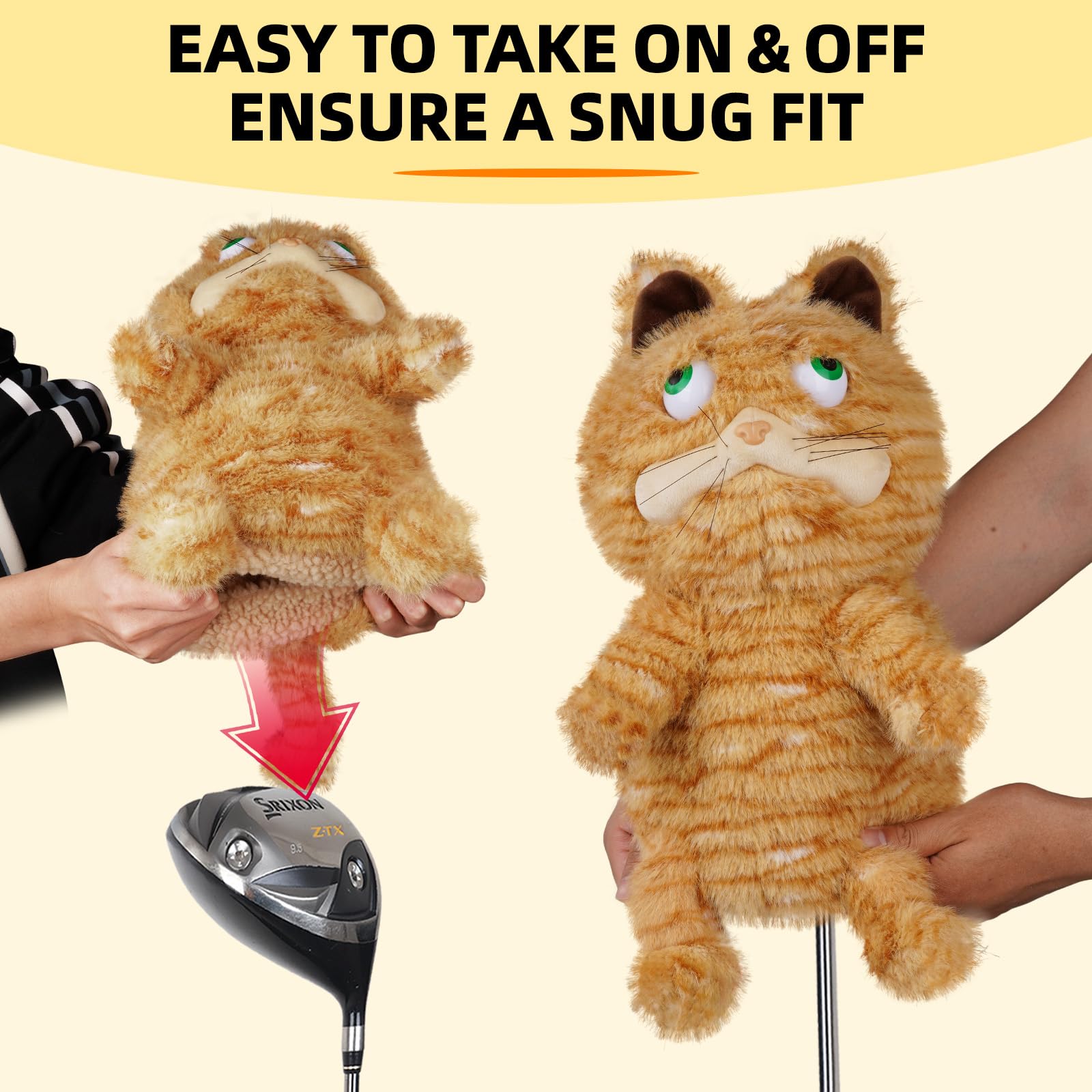Craftsman Golf Cat Driver Schlägerhaube – passend für 460CC Driver Club Heads – Plüschtier Katze Driver Head Cover – Golf-Geschenke