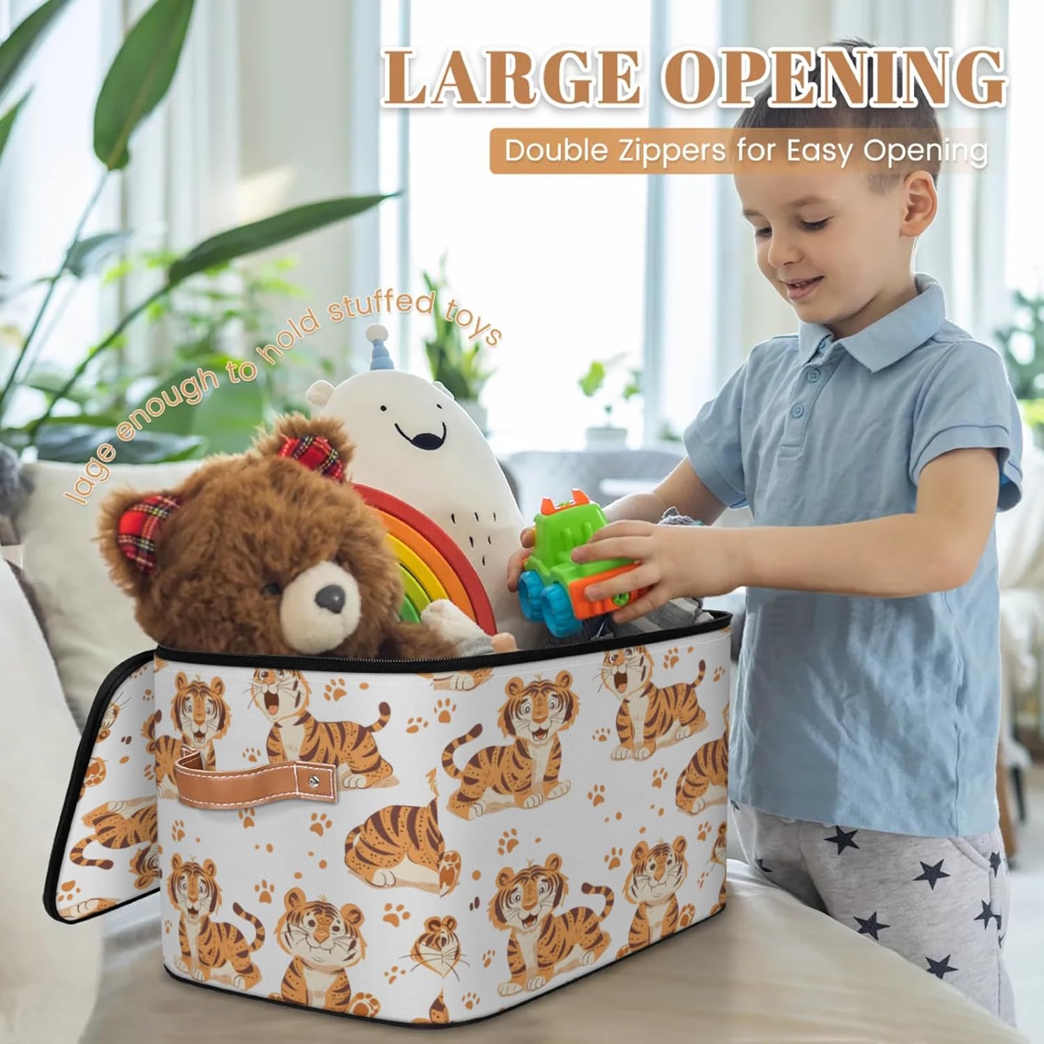 2-Pack Storage bins with lids - 26 quart organizer bins - Collapsible fabric storage bins with sturdy handles and double zipper tops - Versatile for home, toys, dorm rooms