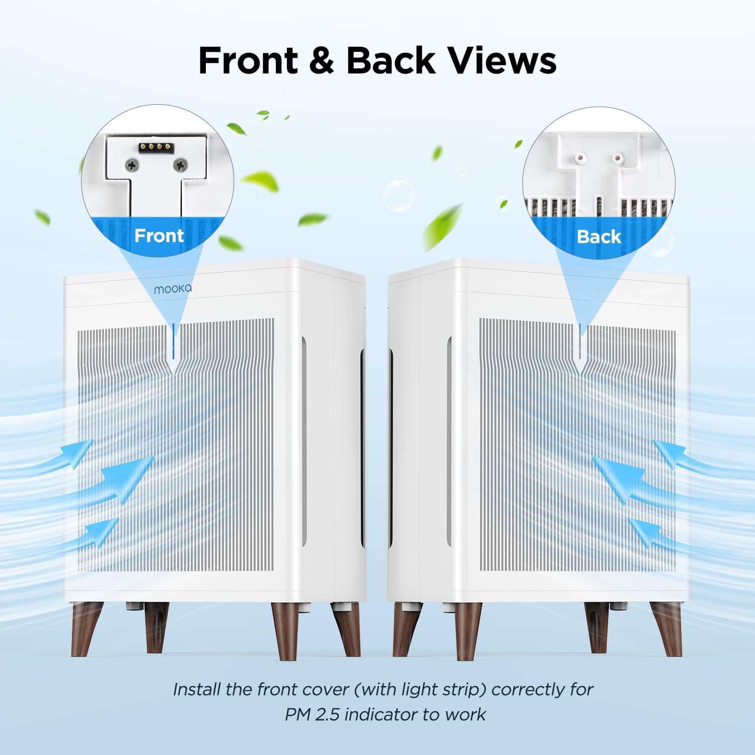 MOOKA Air Purifiers for Home Bedroom Large Room 2800 Ft², Double-Sided HEPA Air Cleaner with Washable Pre-Filter, PM2.5 Air Quality Monitor, Auto Mode, 20dB Air Filter for Pets Hair Odor Dust, HKB320F - Image 9