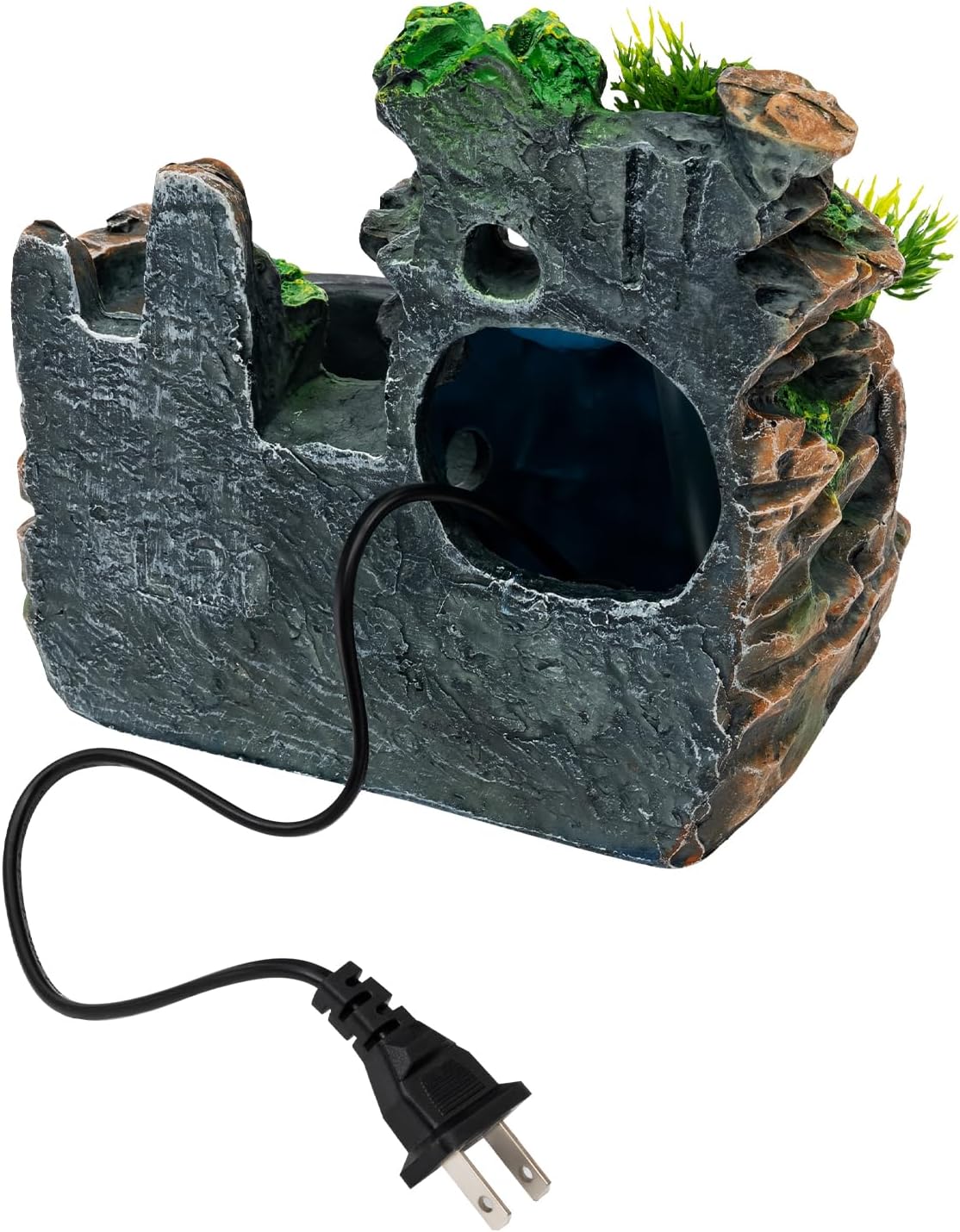 Indoor Desktop Relaxation Waterfall Small Artificial Bonsai Mini Rock Fountain with LED Lights & Atomizer,Illuminated Waterfall for Home Office Bedroom Desk Decor