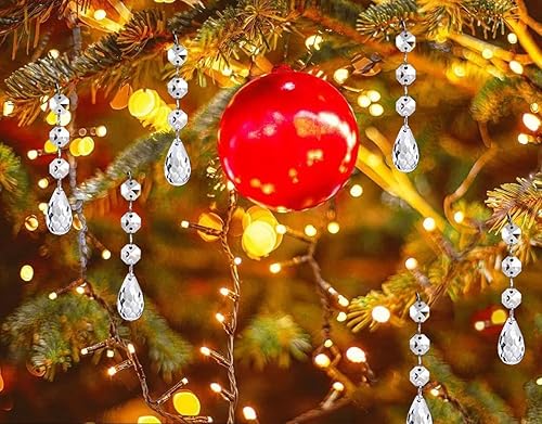 Miniatura 3 de Christmas Ornaments Crystal Tree Decorations, 30Pcs Acrylic Clear Hanging Crystals for Centerpieces Teardrop Chandelier Garland Beads for Xmas