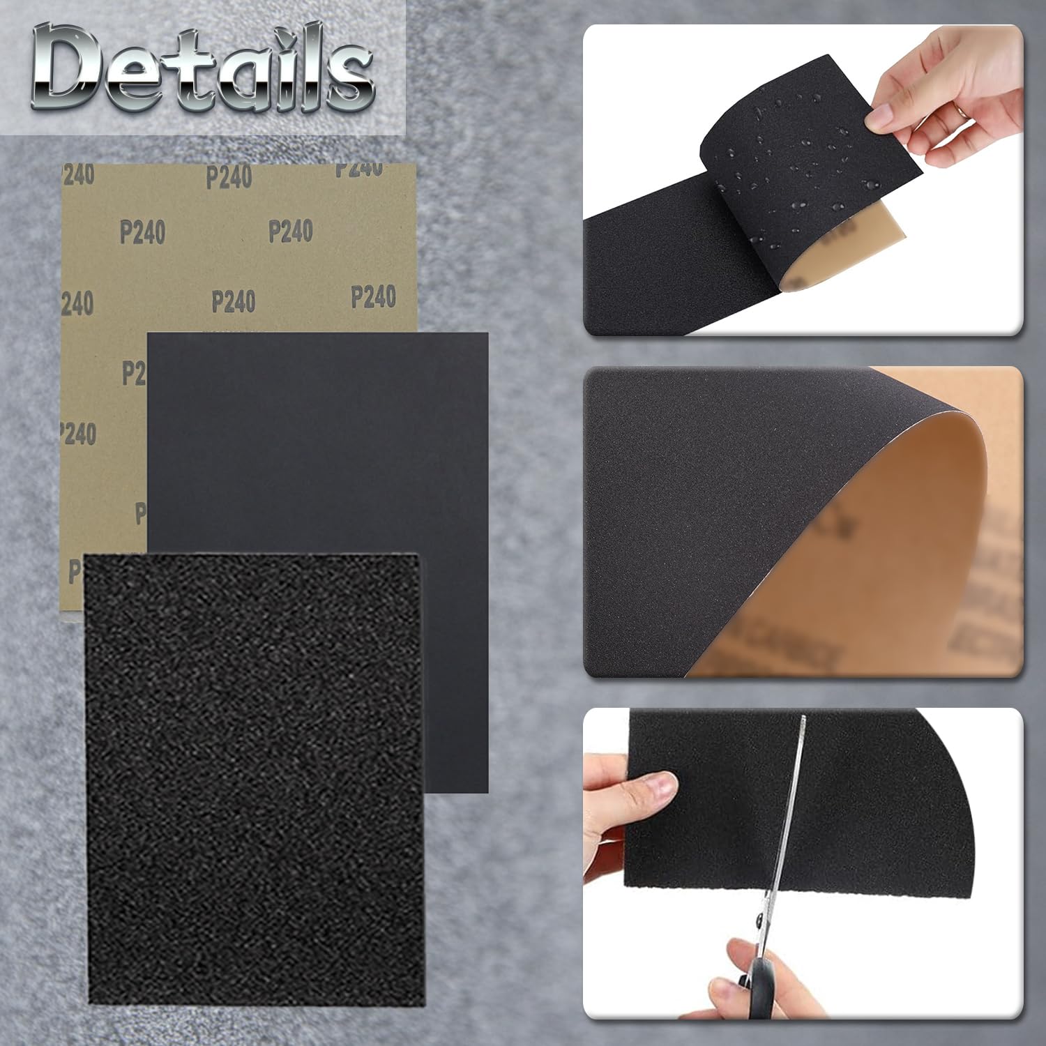 50 pcs Big Sand Paper, VEINARDYL 60 to 600 Assorted Grit Sanding Paper Sheets - Image 4