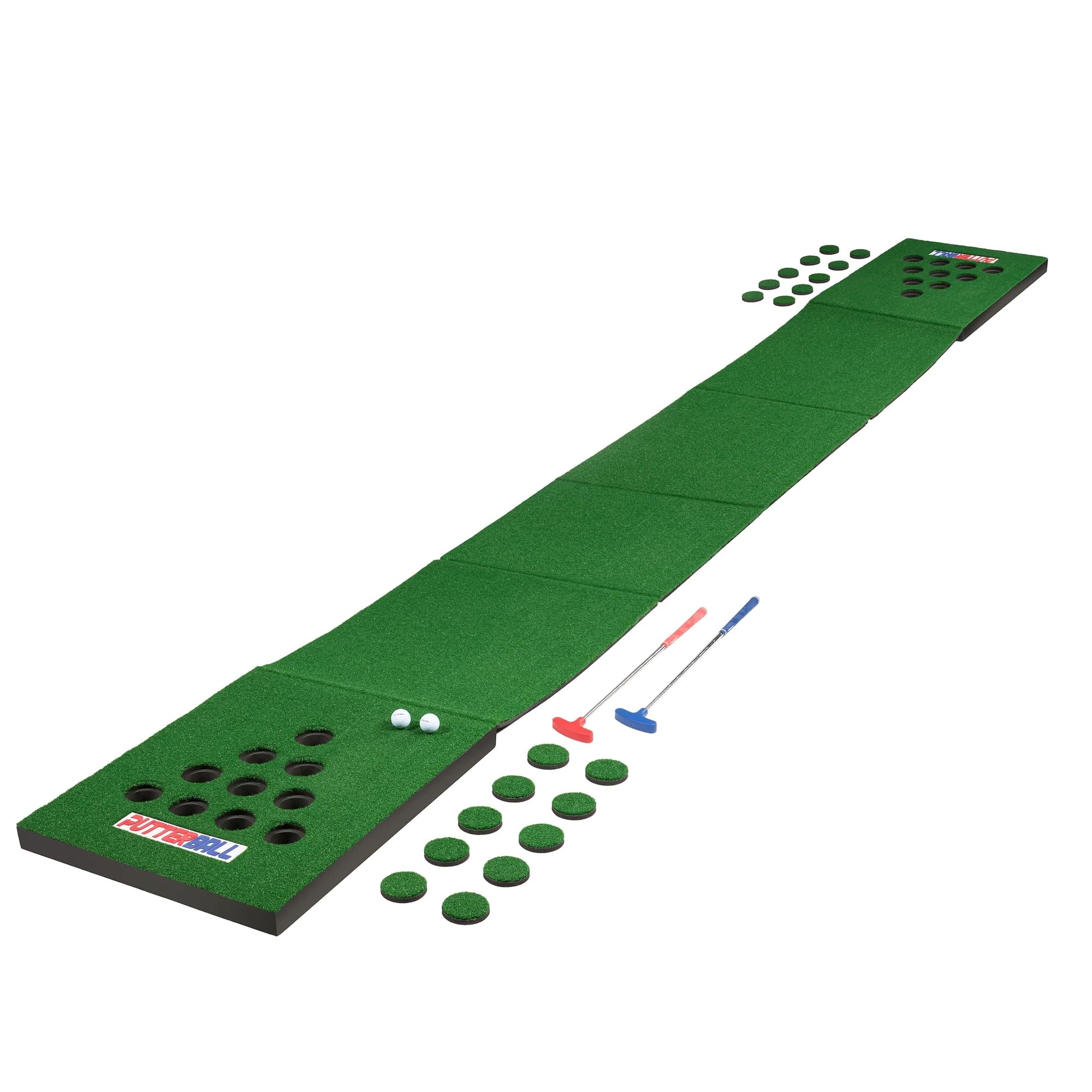 PutterBall XL Golf Pong Game Set – The Original 10 Cup Putting Pong Edition with 2 Putters, 2 Balls, Green Mat and Hole Covers – Fun Putter Golf Game for Backyard, Office, Indoor Outdoor Parties