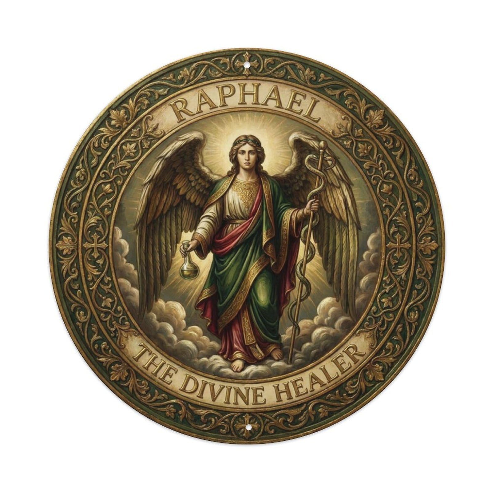 Archangel Raphael The Divine Healer Healing Metal Tin Sign