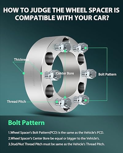 Miniatura 2 de SCITOO 2Pcs 2" Wheel Spacers 5x4.5 Studs 12 82.5mm 5Lug Wheel Spacers No Hubcentric Fit for Ford Taurus for Mustang Edge Ranger Crown Victoria