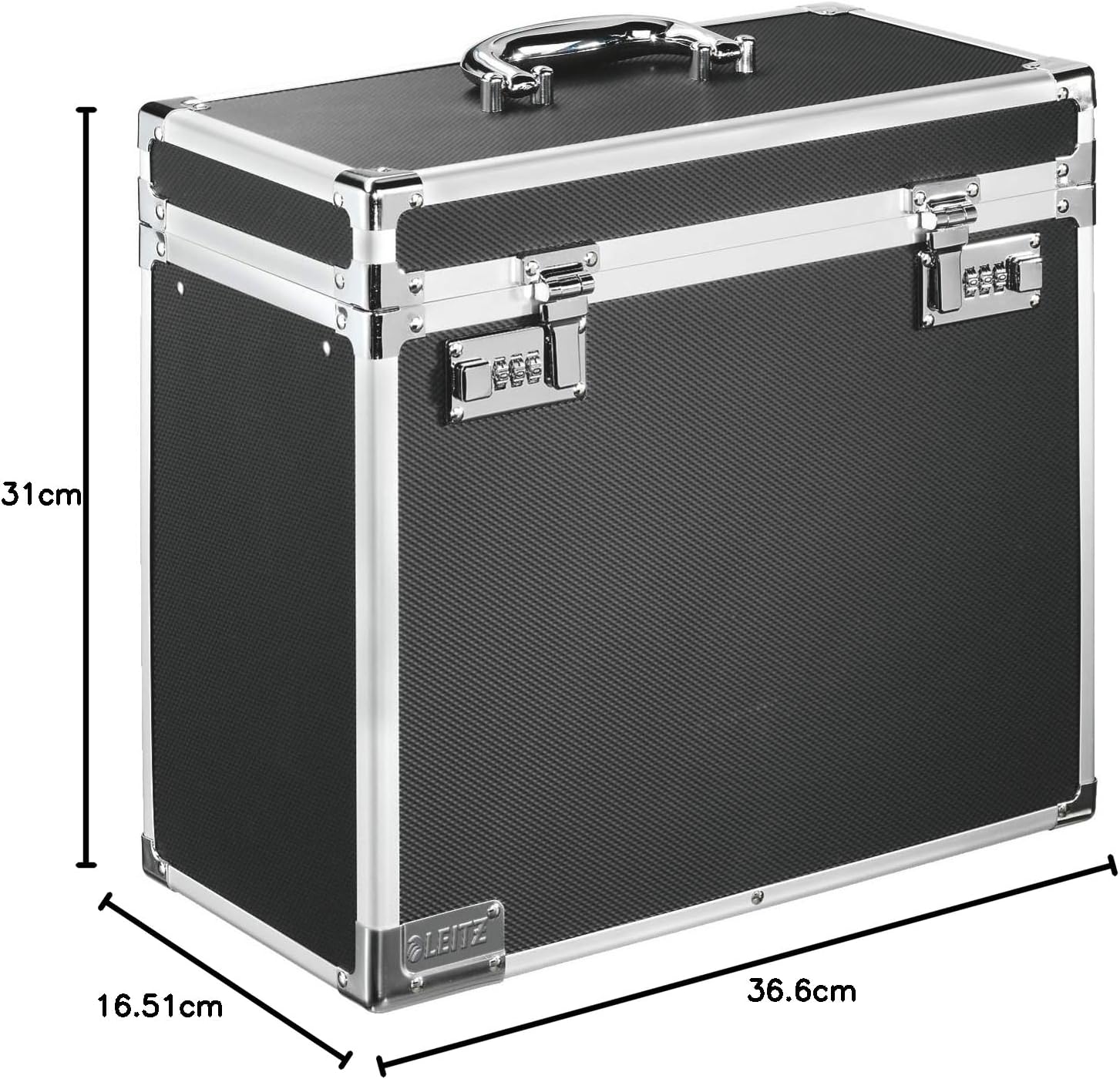 Leitz Lockable Personal Mobile Filing Case, A4, 15 File Capacity, Black/Chrome, 67160195
