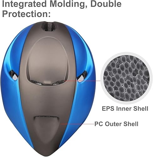 Miniatura 7 de Shinmax Casco de bicicleta para adultos, casco de bicicleta con gafas magnéticas extraíbles y luz LED recargable por USB, casco de bicicleta de