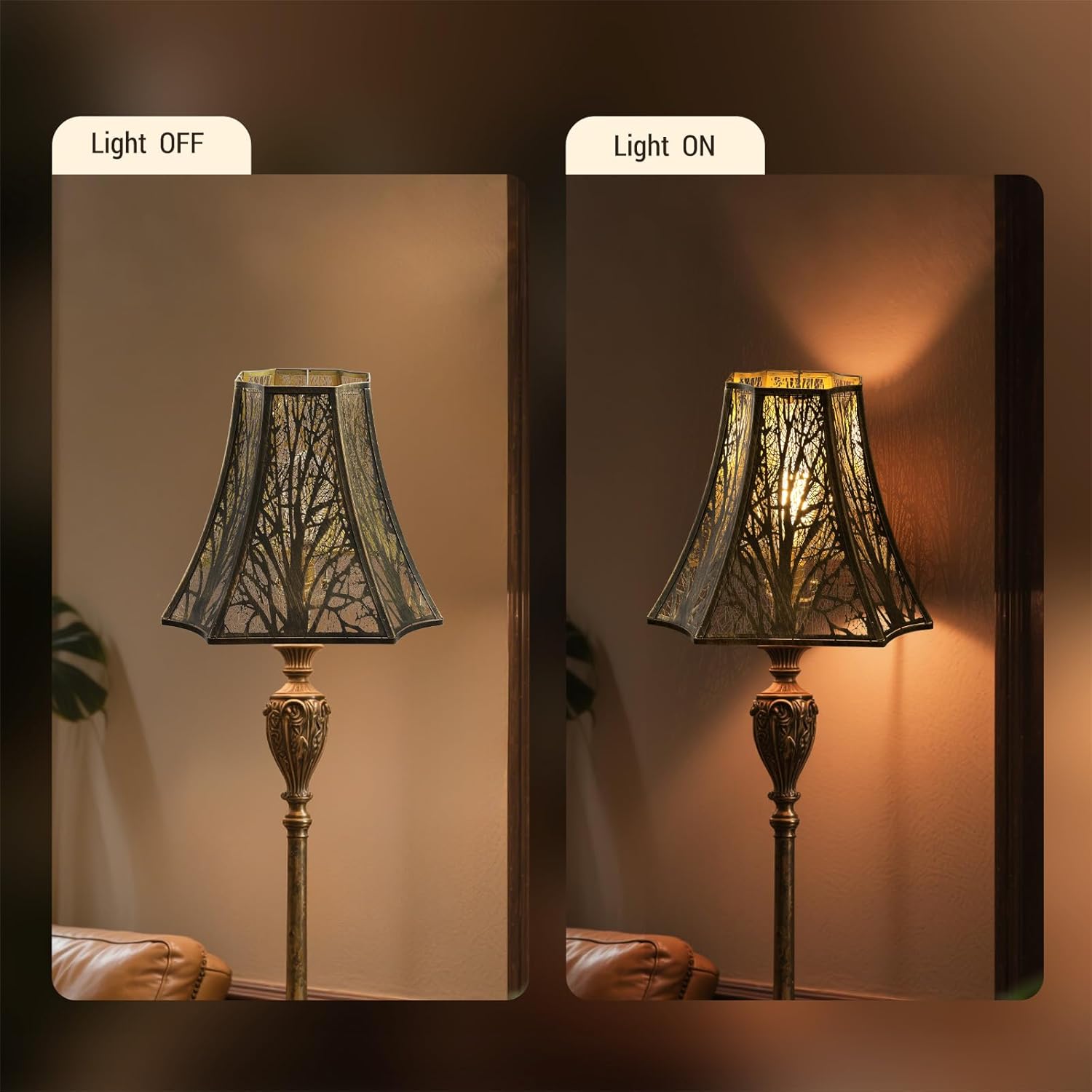 Lampshade Large Lamp Shade (6.2+6.2)" Top x (13+13)" Bottom x 10.8" High (Spider) Metal Antique Bronze Gold Lamp Shades for Table Lamp, Floor Lamps and Living Room Lights Etched Lampshades Replacement