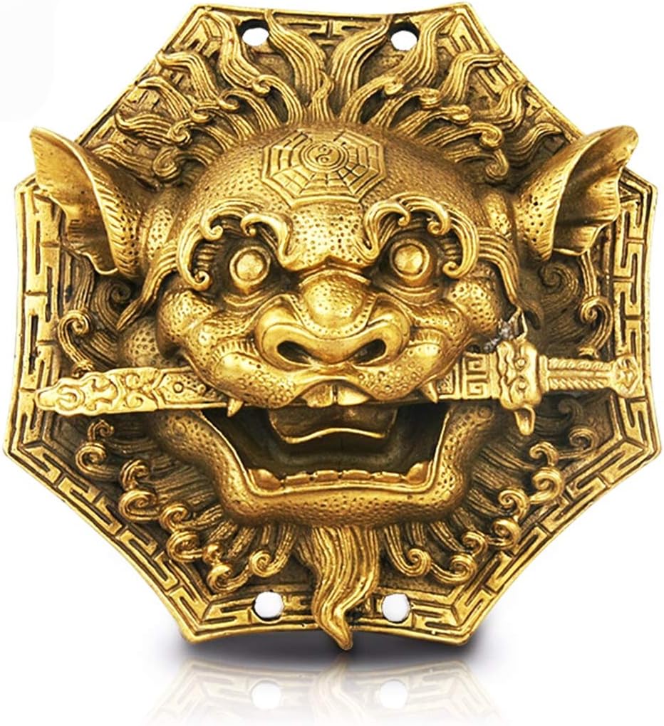 better us Chinese Feng Shui Brass Stereoscopic Beast Head Bagua Mirror Fengshui ba gua Mirrors(6.3 Inch)