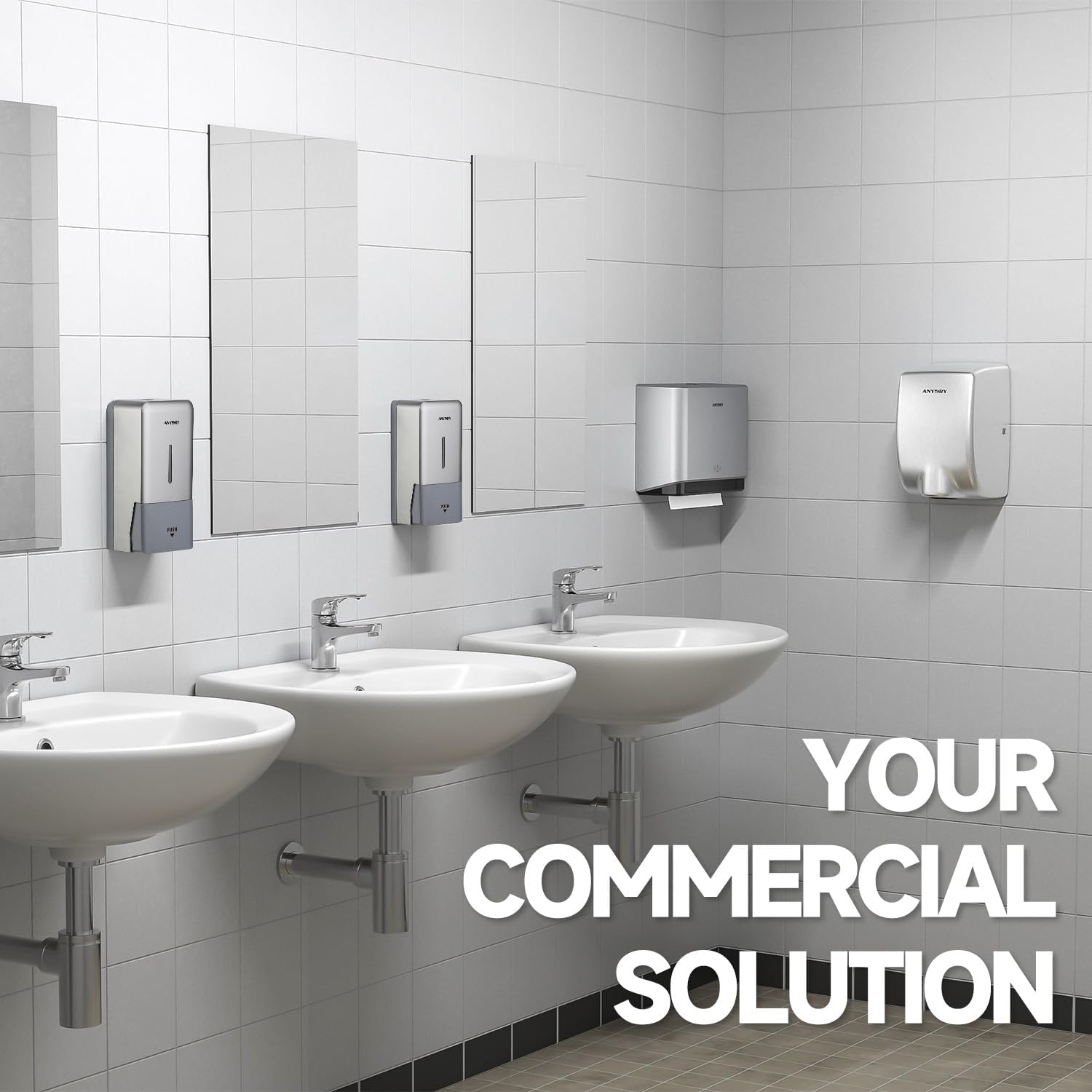 27oz (800 ml) Manual Wall Mounted Soap Dispenser, Ideal for Commercial Bathrooms Restaurants Hotels, Use with Liquid Hand Soap Shampoo, ABS Silver - Image 4