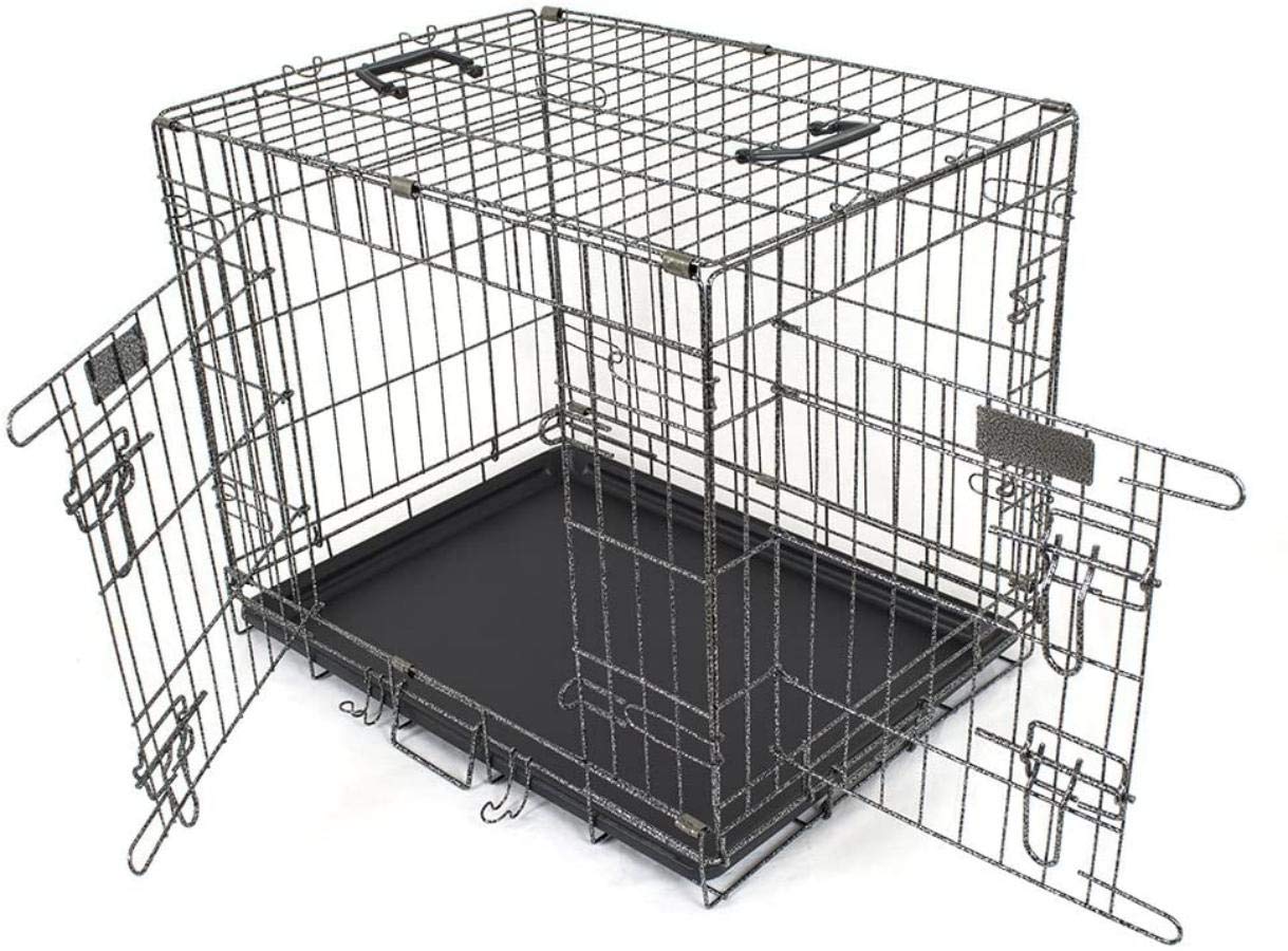 Pet's Solution - Kennel Trasportino Cani, Gatti o Pappagalli, in Metallo, Pieghevole, con Vassoio alla Base, Apertura Frontale - 60x42,5x50 cm