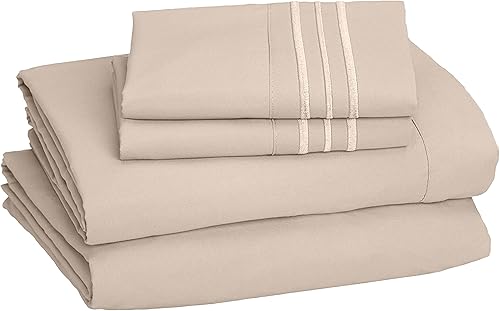 Vista 92 de Juego de sábanas de microfibra de 4 piezas prémium de calidad hotelera 1800 hilos, resistente a las arrugas, ultra suave y transpirable, juego