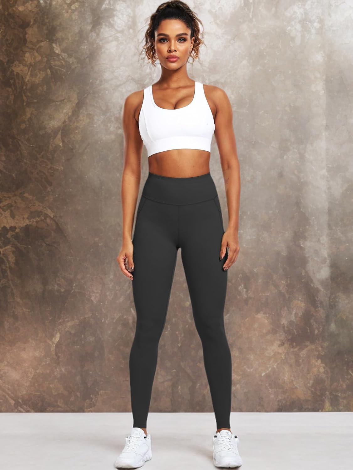 CADMUS Nylon Thick High Waist Yoga Pants with Pockets, Tummy Control Workout Running Yoga Leggings for Women - Image 6