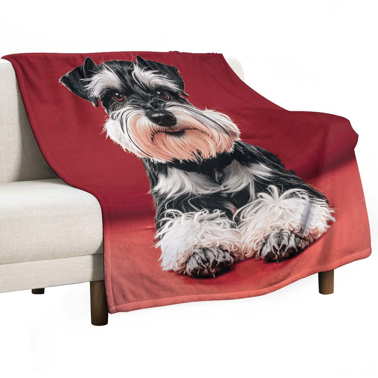 Couverture flanelle schnauzer anti-froid légère pour lit et canapé