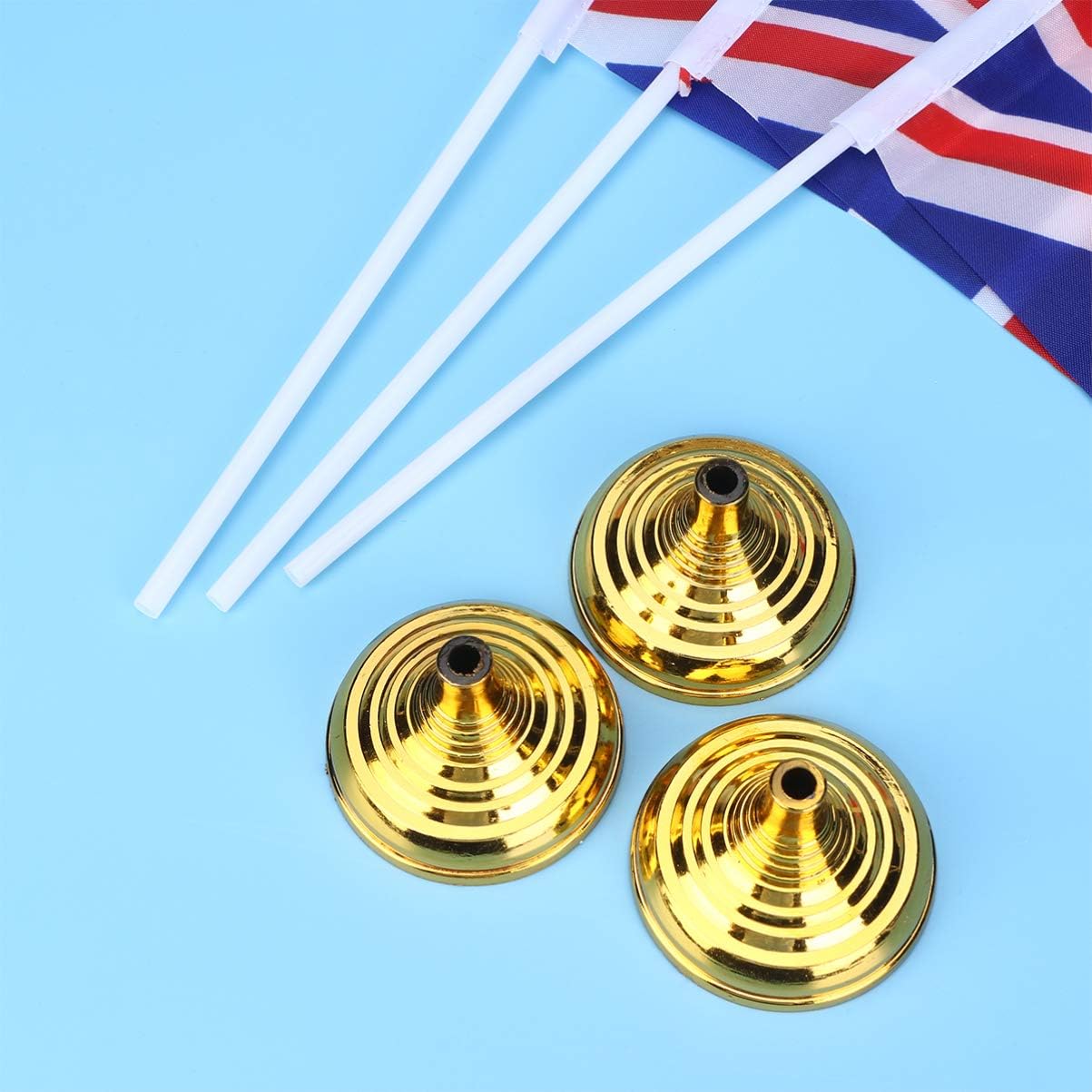 BESPORTBLE UK Desk Flag Set British Desktop Flags United Kingdom Flag Mini Flags for Home Office (Gold Round Base and UK Flag) - Image 4