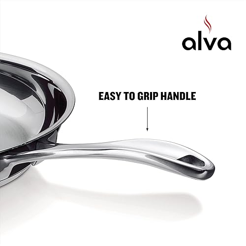 Miniatura 7 de ALVA Sartén de chef de 11 pulgadas, sartén de acero inoxidable, sartén apta para horno, sartén compatible con inducción, sartén para tortillas apta