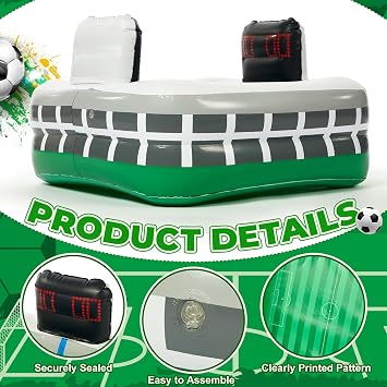 2 Pcs Inflatable Soccer Beverage Cooler Floating Set Soccer Stadium Bowl & Field Cooler with Goal Nets Floating Ice Drink Holders for 2026 Sports Party Tailgate Supply