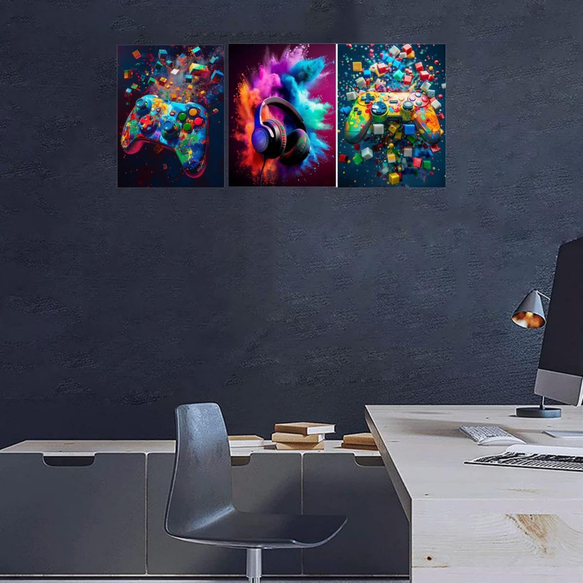 AOSEE 3 Pcs 16" x12'' Framed Gaming Room Decor Canvas Wall Art Video Game Art Prints Framed - Image 4