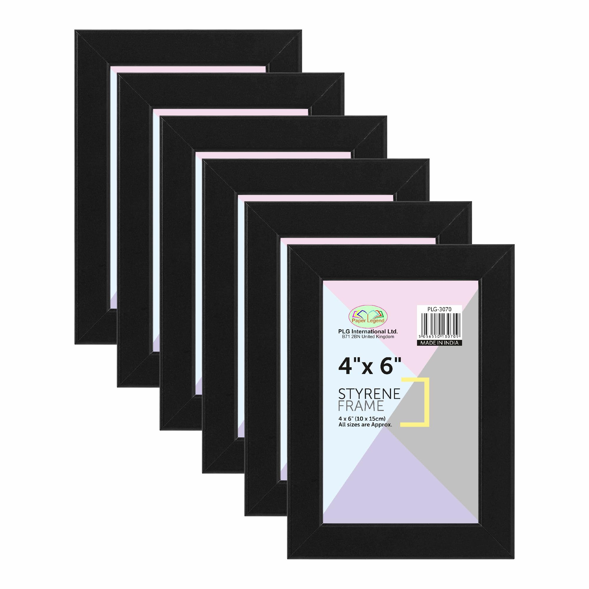 M1ss Black (Pack Of 6) - 4X6 Photo Frame, Wall Mount Or Table Top, Picture Frame, Freestanding And Wall Mountable